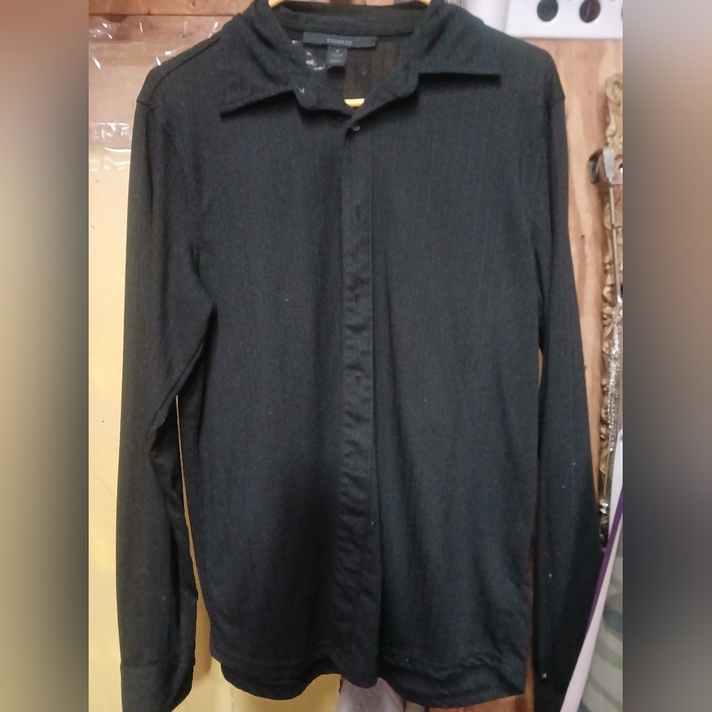 Express Black Button-Up Shirt